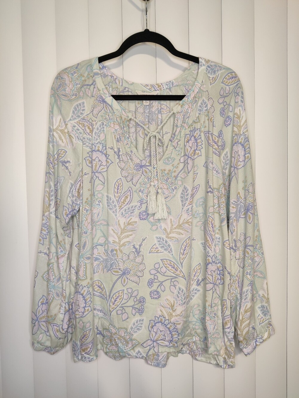 Lucky Brand Mint and Pastel Floral Long Sleeve Top